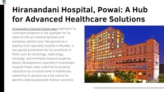 Latest News on Hiranandani Hospital, Powai