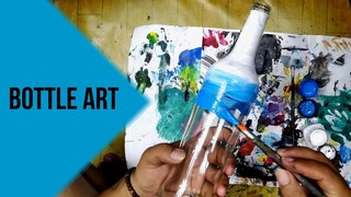 Cara melukis di botol kaca dengan cat acrylic | Glass bottle art with acrylic paint