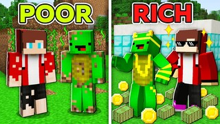 Baby Mikey & JJ became from 1$ POOR to $999,999 RICH in Minecraft challenge (Maizen Mizen Mazien)