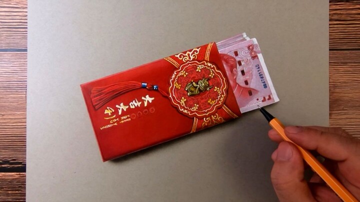 Drawing a Year of the Ox Red Packet, Happy New Year everyone!