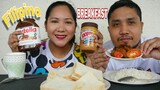 Filipino Simple Breakfast: Nutella x Skippy Peanut Butter x Adobo x FriedRice x Bread/ Pinoy Mukbang