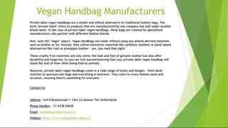 Vegan Handbag Manufacturers