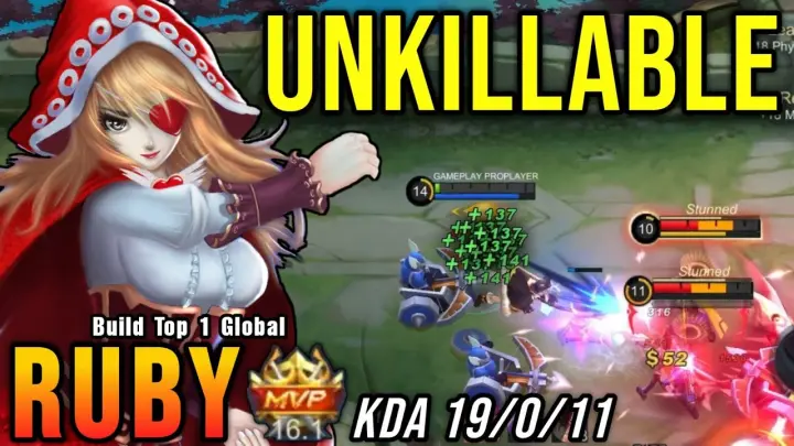 19 Kills!! Crazy Play Ruby 100% Unkillable, Insane LifeSteal - Build Top 1 Global Ruby ~ MLBB