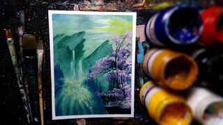 Tutorial Waterfall Landscape Painting Mudah Untuk Pemula