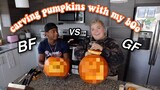 carving pumpkins with my boo *BF VS. GF*