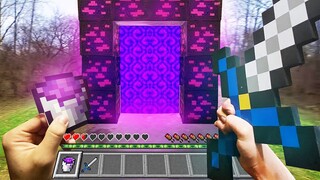 Minecraft in Real Life POV - I BUILD REALISTIC NETHER PORTAL - Realistic Minecraft Real POV