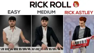5 Levels of Rick Roll 🎹 Easy to Rick Astley