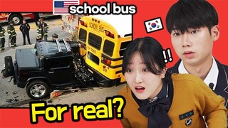 Korean Teenage Couple Shocked by the dignity of 'American School Buses'