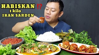 MAKAN IKAN SARDEN PEDAS + BASRENG MERCON LALAPAN MENTAH SAMBEL TERASI