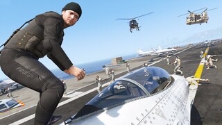 GTA 5 - Stealing Secret Fighter Jet from Military with Michael!(P996 Lazer Rampage in Los Santos)