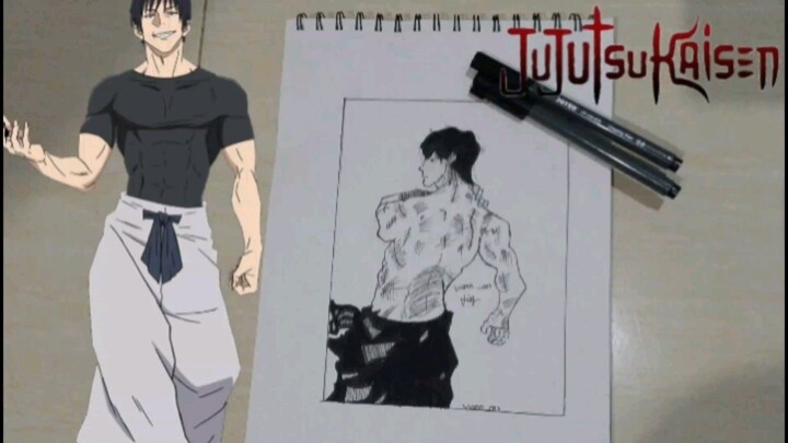 drawing toji fushiguro-jujutsu kaisen.