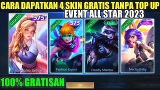 CARA DAPATKAN 4 SKIN GRATIS TANPA TOP UP DI EVENT ALL STAR MOBILE LEGENDS 2023! Skin Rafaela Terbaru