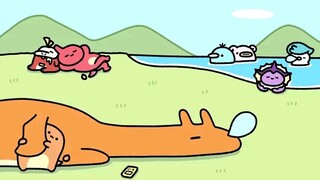 [Q version Pokémon] Charmander seeking the attention of Charizard