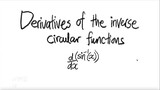 1st/parts: Derivative of the inverse circular functions