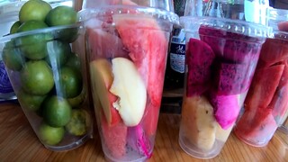 สับปะรด+แก้วมังกร ปั่นแก้ว22ออนซ์ ขาย25-30บาท