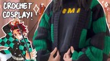 Weeb attempts to make her own demon slayer cosplay | crocheting a tanjiro inspired cardigan?