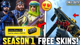 Season 1 All FREE Skins | Free Character Skins | Next Kurohana Crate | Free COD Points | CODM 2024!