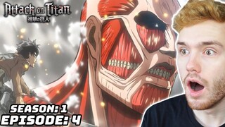 COLOSSAL TITAN SHOWS BACK UP!! SHOWDOWN TIME?! - Attack on Titan Ep.4 (Season 1) REACTION