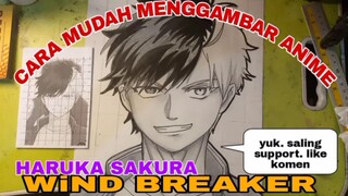 cara mudah menggambar anime wind breaker Haruka sakura