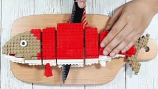 Lego Salmon Fish Cut \ Mukbang SEAFOOD - Stop Motion Cooking & Lego ASMR