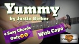 Yummy - Justin Bieber Guitar Chords (Guitar Tutorial / Guitar Cover) (with Capo)