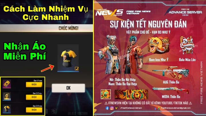 [Garena Free Fire]/Cách Làm Nhanh Nhiệm Vụ Nhận Áo Thun Miễn Phí,Hé Lộ Đồ Chủ Đề Tết Nguyên Đán