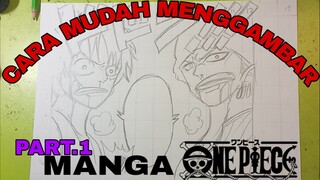 cara mudah menggambar mangga one piece Luffy dan zoroo. lagi gabut gambar ini dulu lah