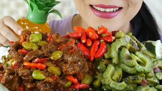 MAKAN ENAK ‼️ SAMBEL GORENG DAGING PETE, OSENG PARE | EATING SOUNDS