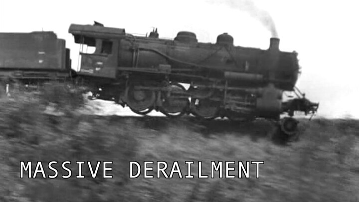 Derailment of a WWII military train: brilliantly captured on film