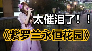 街头!!!《紫罗兰永恒花园》歌曲穿婚纱演唱!!!简直开口脆!!!