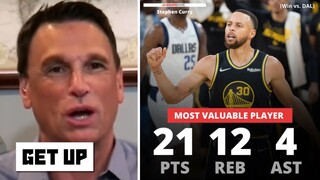 GET UP | Tim Legler goes crazy Stephen Curry, Warriors destroy Luka Doncic, Mavs 112-87 in Game 1