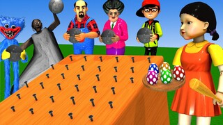 Scary Teacher 3D vs Squid Game Rolling Ball Breaks Egg Challenge 5 Times Miss T vs Neighbor Win