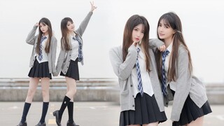 Pure high school girl twins! Rooftop atmosphere dance ditto