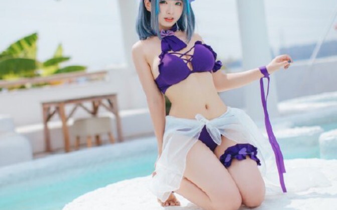 [bộ sưu tập cos] Đồ bơi cosplay Azur Lane của chị hoa hậu với Cheshire trong nước, cảm ơn anh trai, 