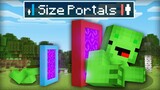 Mikey Uses SIZE PORTALS to Prank JJ In Minecraft! (Maizen Mazien Mizen)