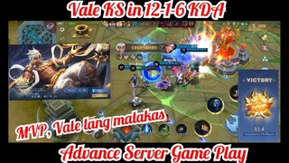 Ang lakas ni Vale sa 12-1-6 KDA | Advance Server Game Play | RJUNS TV | Please Subscribe