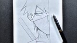 Anime sketch | how to draw Kakashi half face easy step-by-step