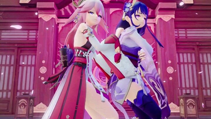 Grand final Festival Kecantikan Agung Raiden Shogun dan Yae Kamiko——｢Krim coklat｣[Genshin Impact MMD