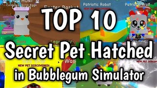 Top 10 SECRET Pet HATCHED in Bubblegum Simulator! (Roblox)