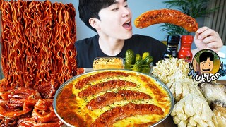 ASMR MUKBANG 짜파게티 & 팽이 버섯 & 소세지 BLACK BEAN NOODLES & ENOKI MUSHROOM & SAUSAGE EATING SOUND!