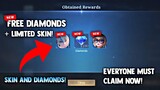 GET A FREE LIMITED EPIC SKIN AND ELITE SKIN + DIAMONDS! FREE SKIN! 2022 NEW EVENT | Mobile Legends
