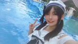 [Qi Qi] Double ponytails and hair tie by the 4k swimming pool [to: Mr. Zeng]
