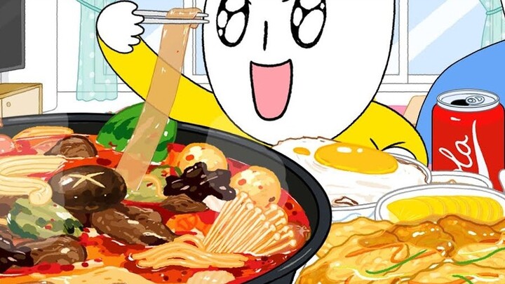 [Animasi foomuk] Masakan ayah tidak bisa diandalkan! Cukup dengan malatang dan sepanci nasi goreng b