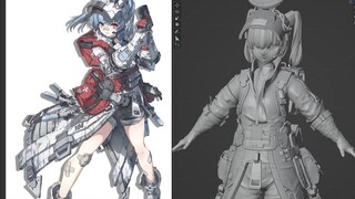 【Blender】什么？我竟然赛博手搓了少前未采用的旧设定