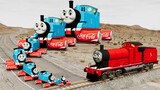 Big & Small Thomas the Tank Engine with Cola Canned Wheels vs James the Red Engine | BeamNG.Drive