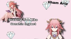 Drawing Yae Miko From Genshin impact easy