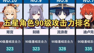 【原神】五星角色90级攻击力排名！