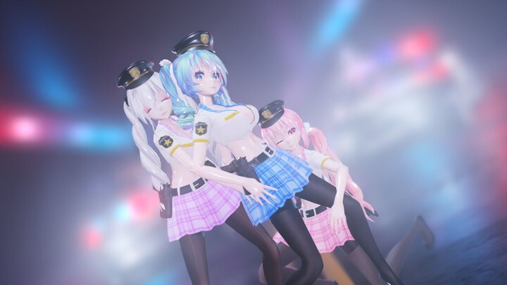 【No.04】Jangan bergerak, ketiga polisi wanita itu memperhatikanmu dengan penuh semangat! -Miku, Luka,