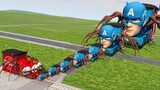 Big & Small Choo-Choo Captain America vs CURSED Choo-Choo Charles Train | BeamNG.Drive