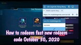How to redeem fast new redeem code in mobile legends October 30, 2020 | Tips for fast redeem